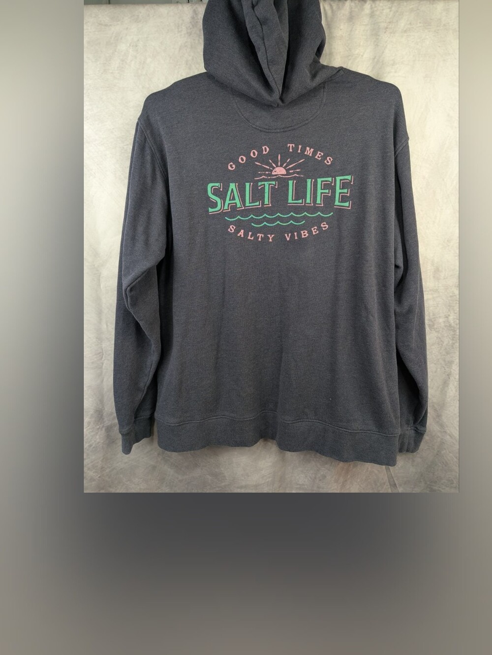 Salt Life Good Times Salty Vibes Graphic Hoodie Grey Pullover Adult XL - Picture 5 of 10